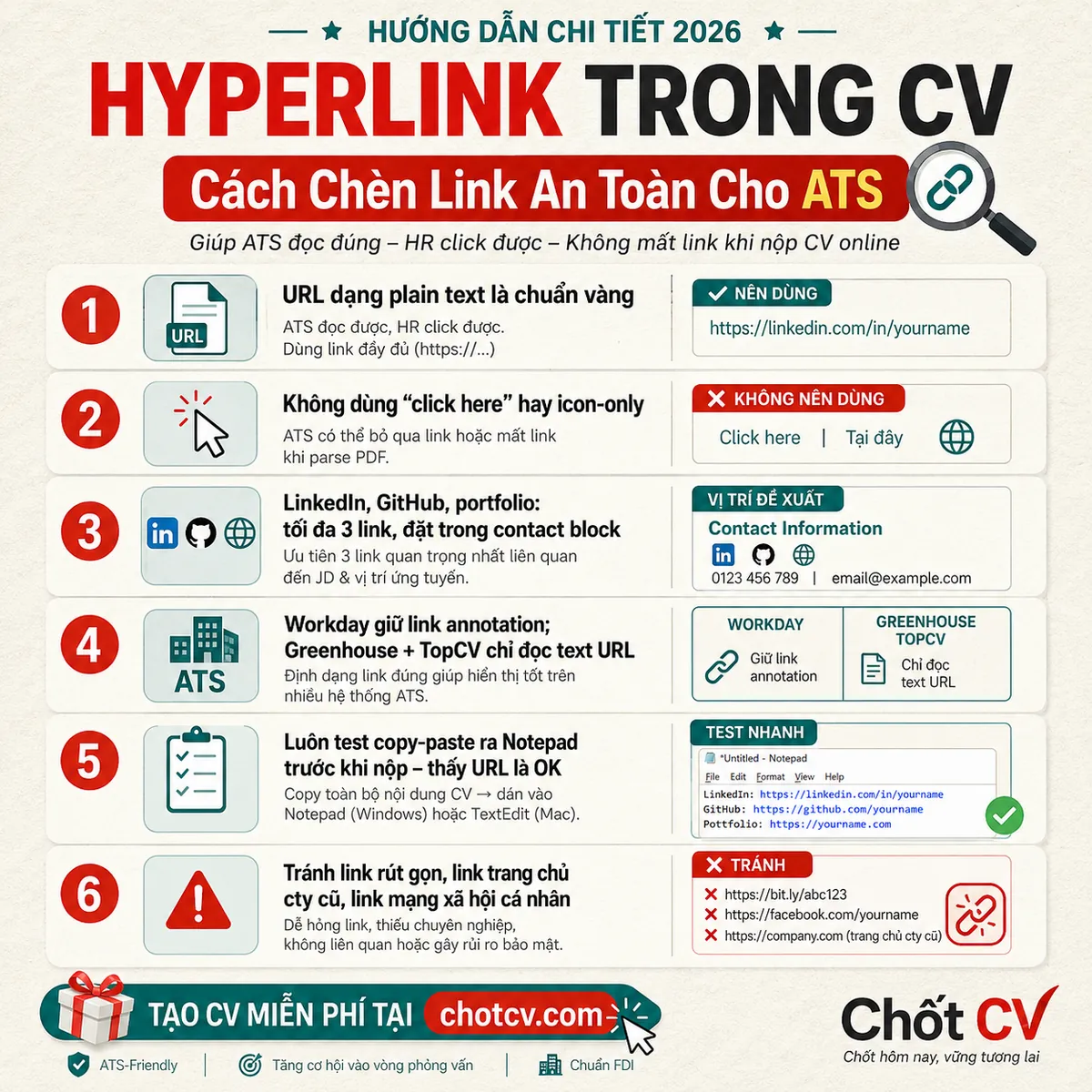 Hyperlinks in Your CV — How to Add Links Safely for ATS (2026 Guide)